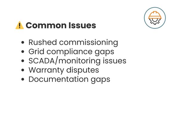 Commissioning & Handover common issues