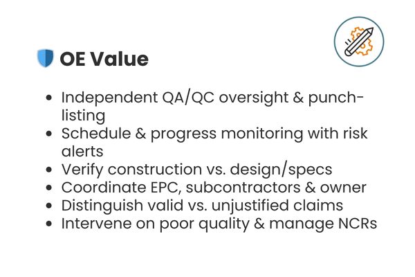 OE value in Construction Oversight